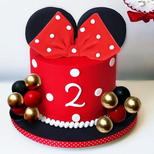 Mouse Cake Topper Oh Twodles Cake Topper Red Bow Ears Cake Decorations for Girl Birthday Party Supplies