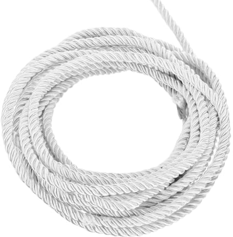 QUARKZMAN Recorte de Cordón Trenzado, 5 Yardas 5mm 3 Hilos Cuerda Trenzada Brillante para Bolsas de Regalo, Cortinas, Decoración Navideña, Blanco - 5m