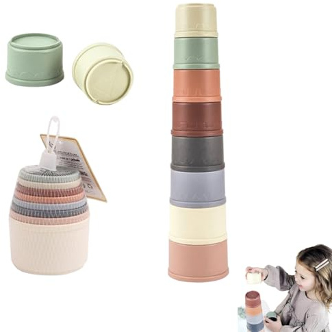 Eruceky Tasses à Empiler 8 Gobelets Gigognes, Jouet Tasses Empilable, Gobelet empilable pour bébé, Jouets Éducatifs pour Bébés, pour Développer La Motricité Fine et Couleurs