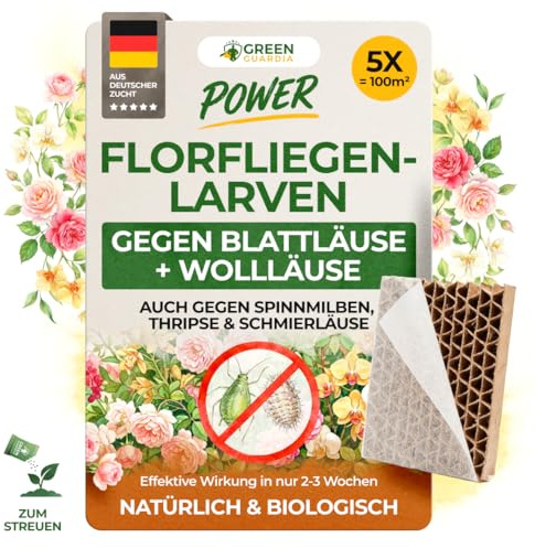 GREEN GUARDIA Florfliegenlarven – Nützlinge gegen Blattläuse & Wollläuse - 5 Waben für bis zu 50 m² – Für Zimmer-, Gemüse- & Zierpflanzen