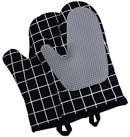 Cabilock Microwave Safe Mittens Baking Gloves Insulated Oven Gloves for Bbq and Cooking