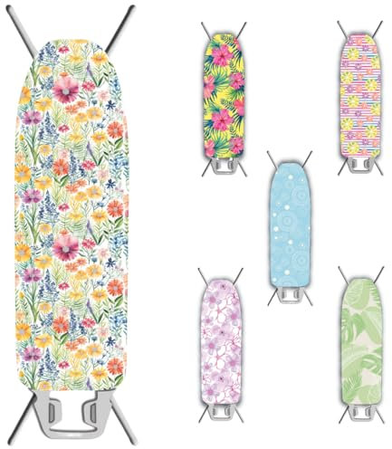 Ka' Mia Copriasse da Stiro con Elastico - Universale per Assi da Stiro Fino a 130-40cm - Tessuto 100% Cotone e Mollettone 100% Poliestere - Made in Italy (Dalila)