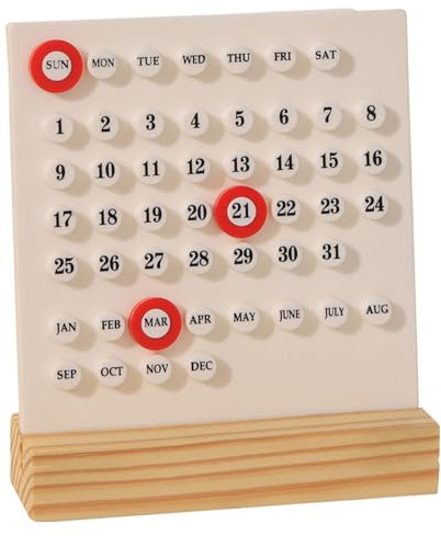 Funktioneller Acryl-Kalender mit Holzständer für Zuhause und Büro, mit 3 Ringen, Monat, Woche, Datum, Aufzeichnung, Dekoration, Bürokalender