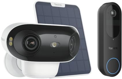Reolink Bundle of Argus 4 Pro, 4K Solar Überwachungskamera Aussen Akku, ColorX-Nachtsicht, 180°-Weitwinkel Video Doorbell, Akku Türklingel mit Kamera, 2K Kabellose Videotürklingel