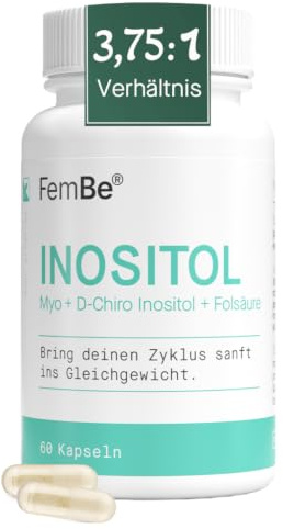 Effektive Inositol Kapseln für Frauen - Myo Inositol & D Chiro Inositol + Folsäure - Hormonelles Gleichgewicht & Kinderwunsch, PCOS & Insulinresistenz - FemBe, 1 Monat
