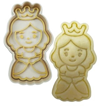 3DKOUPE - Emporte-pièces avec poussoir - Univers médiéval – 9 designs : Chateau, chevalier, dragon, épée, trésor, princesse, bouclier, magicien, tonneau - Fabriqué en France (Princesse)