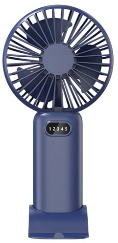 yeeplant Ventilador USB de mano, ventilador recargable de bolsillo, control de 3 velocidades, viento potente, base desmontable, ligero para uso en exteriores e interiores, color azul