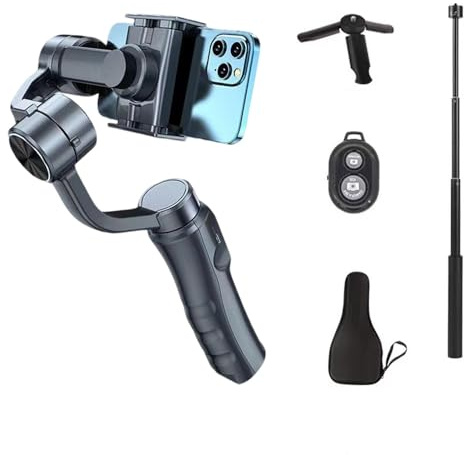 Gimbal Smartphone estabilizador, cardán plegable para smartphone (compatible con iPhone, dispositivos Android), base de trípode, soporte magnético, función para varias personas/seguimiento panorámico
