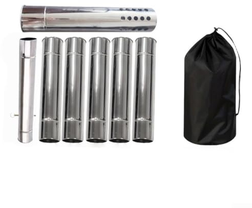 QuivyLivy Kit tubo camino stufa a legna con 7 sezioni e arresto, 30 cm lunghezza x 6 cm diametro, compatibile con apertura da 6 cm per esterno