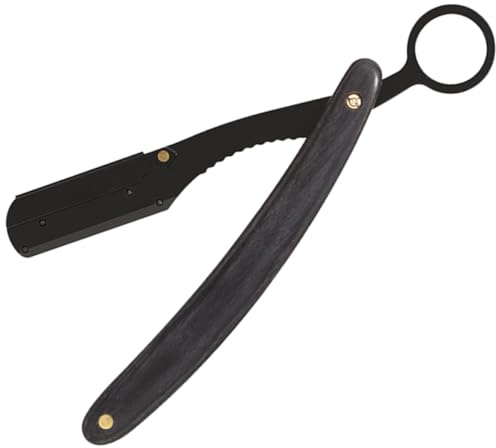 Vintage Rasierer mit Holzgriff aus Edelstahl, Schwarz, Klappbar | Mehrzweckrasierer für Herren, Einfache Hängeaufbewahrung, Robustes Modell, Leicht zu Montieren und Abzunehmen