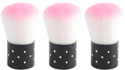 DECORNIJIA 3pcs Pink Soft Bristle Nail Cleaning Brush Set Powder Dust Remover Mushroom Shape Manicure Tool for Salon and Home Nail Art Maintenance