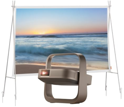 XGIMI Elfin Flip 4K Proyector Portátil + Pantalla Exterior 70 Cine en Casa | 1600 Lúmenes ISO, Google TV y Netflix, Zoom Óptico, Protección Ocular, Harman Kardon, con pantalla portátil de 70