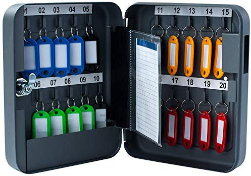 Pavo - Schlüssel-Kasten/Schrank, 20 Haken mit seitlichem Schlüsseleinwurf, dunkelgrau , 8027033