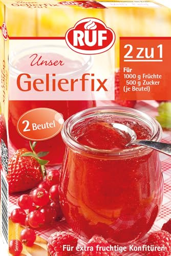 RUF Gelierfix 2 a 1, gelificante vegano para conservas y gelificación de mermeladas, mermeladas y gelatinas, sin gluten