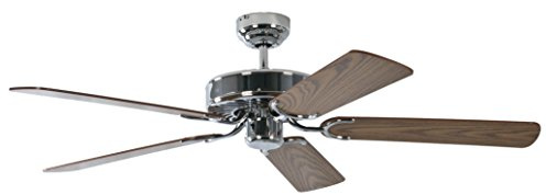 Deckenventilator ohne Beleuchtung Potkuri, Gehäuse Stahl, Wendeflügel Eiche oder Eiche mit Rattaneinlage , 132 cm, für Räume bis zu 25m²