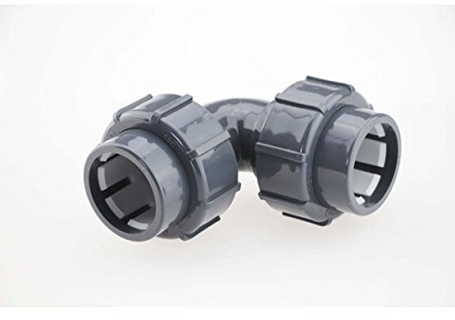 PVC-U 90° Winkel Klemmverschraubung auf Klemmverschraubung d 50 mm x d 50 mm, Rohrverbinder für Pool- und Wassertechnik