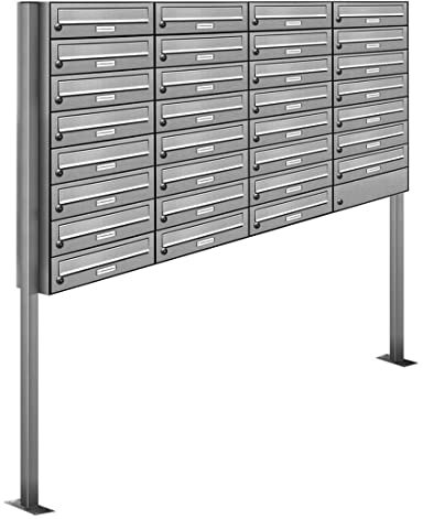 AL Briefkastensysteme 31er V2A Edelstahl Stand Briefkasten rostfrei als 31 Fach Briefkastenanlage Freistehend DIN A4 in Postkasten Design modern