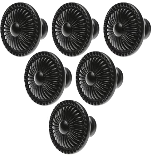 6pcs Schwarz Einfaches Rund Zink-legierung knopf Schrank Möbel Schublade Knauf & Griff Möbelgriff Retro Einzigartig Landhaus Antik Türknauf Schrankgriff von Creatwls