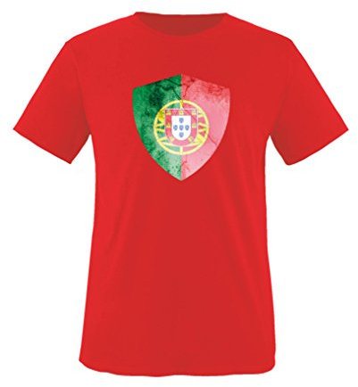 Comedy Shirts - Portugal Trikot - Wappen: Groß - Wunsch - Kinder T-Shirt - Rot/Weiss Gr. 122-128