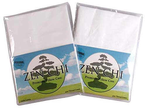 Zen CHI Personal Pillow Case 2 Pack - Organic Cotton Pillowcase w 400 Thread Count- 100% All Natural Design Fits Personal/Japanese Sized Pillows (14 x 20)- Natural Cooling Effect, Quality Sleep