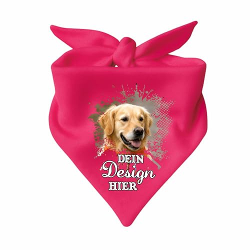 Hunde Dreiecks Halstuch personalisiert mit deinem Wunschmotiv (Fb: pink) (Gr. 2 (68 cm))