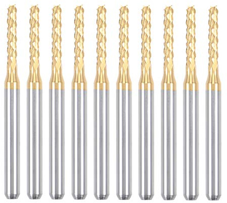 uxcell 10Pcs 2mm Titanium Coat Carbide End Mill Engraving Milling Cutter CNC Router Bits for PCB Machine, 1/8 Shank