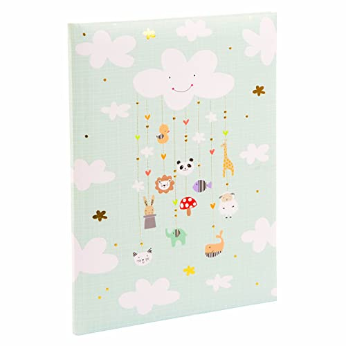goldbuch 11 453 Babytagebuch Mobile Boy, Babybuch 21 x 28 x 1 cm, Baby Album 44 illustrierte Seiten, Tagebuch Einband Kunstdruck mit Goldprägung, Babyalbum für Jungs, Fotobuch Hellblau