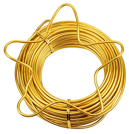 NBEADS 20m 3.5 mm Golden Aluminiumdraht, Goldener Aluminium Basteldraht Schmuck Modellierdraht Metalldraht für Schmuckherstellung Handwerk Modellieren Armaturen Bildhauerei
