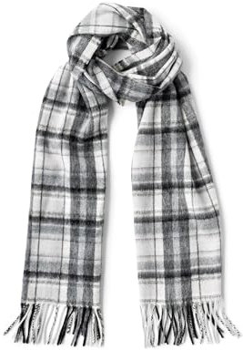 Fishers Finery Herren Winterschal aus 100 % reinem Kaschmir; 2-lagig, ultra-plüschig, Schwarz Weiß Grau kariert, Einheitsgröße