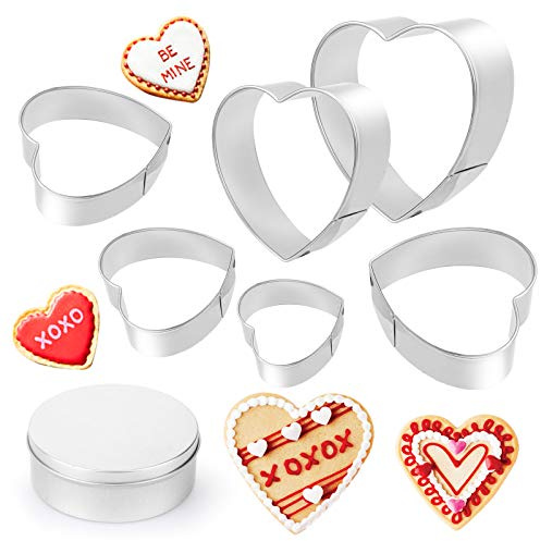 HOWAF 6pcs Herz Ausstechformen Set für Kinder Erwachsene Edelstahl Keksausstecher für Basteln Keks Gingersnap Sugarcoat Gebäck, Ausstechformen für Valentinstag Hochzeit Geburtstag Erntedankfest
