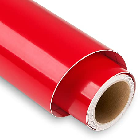 Glänzend Rot Plotterfolie Vinyl, 30,5 x 152,4 cm Vinylfolie Plotter, Rot Plotterfolie Selbstklebend für DIY-Geschenke, Tasse, Fenster, Keramik, Kunststoff