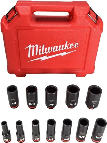 Milwaukee 49-66-7006 Shockwave 3/8 in. Drive Deep Well 6 Point Impact Socket Set (12-Piece)