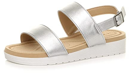 AJVANI Womens ladies low wedge heel slingback buckle strappy flatform sandals size
