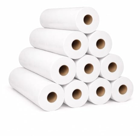 Enpack - Liegerolle 2-lagig in weiß aus Zellstoff - 60cm x 50m - 9 Rollen - Ärztekrepp - Abdeckrolle - Medizinrollen - Ärzterolle - perforierte Papierrolle - Papierüberzüge