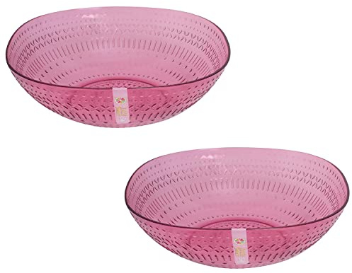 YöL Pack of 2 Salad Bowls Pink Aztec Reusable BBQ Summer Party Tableware Camping Caravan Large
