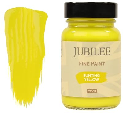 Guild Lane Jubilee Furniture Paint – Upcycle & Transform Wood, Metal & Glass – Soft Sheen Finish for Indoor & Outdoor – Durable & Easy to Apply Multi-Surface Paint (Bunting Yellow, 60ml)