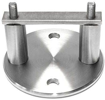 PRIOstahl Pfostenträger Pfostenhalter Wandanker Wandflansch Handlauf Bodenanker x 1 Halter Rund Anschluss: 42,4 mm für Pfosten Geländerpfosten Rohr Terrasse Wandanschluss aus Edelstahl V2A