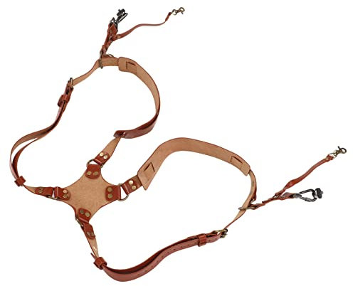 Harnais à Double Bandoulière pour Appareil Photo, Cuir Durable, Boucle de Verrouillage à Pression, Sangle d'épaule Plus Large Exquise pour Numérique (Type X, marron)