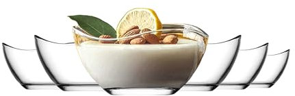 LAV Cuencos para Postres Cristal, Set 6, 215ml SIN PLOMO Cuencos de Vidrio, Cuencos de Helado, Tazones para Salsas, Ensaladera de Vidrio, Tazas para Postres, Bol Natillas