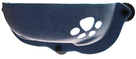 Sdraio da finestra per gatti, con tappetini e ventosa, per prendere il sole a 360°, supporto per davanzale fino a 20 kg (blu)
