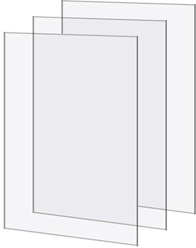 3 lastre acriliche trasparenti in plexiglass da 29.7 x 21cm, spessore 2 mm, lastra acrilica trasparente A4, pannelli in plexiglass per decorazione Househld, display, cornici, pittura