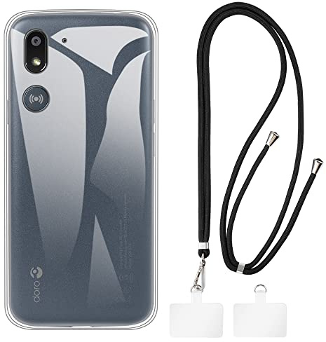 Crossbody/Neck Strap TPU Phone Case Combo Compatible with Doro 8050, Shockproof Protective Cover with Adjustable Lanyard