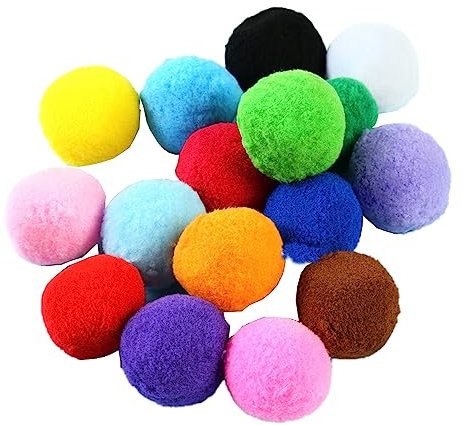 50 Stück Bunt Groß Pompons, Durchmesser 5cm Zum Basteln, Elastische Plüsch Bälle für Ostern, Weihnachten, Geburtstag, DIY Kreative Handwerk, Gemischte Farbe