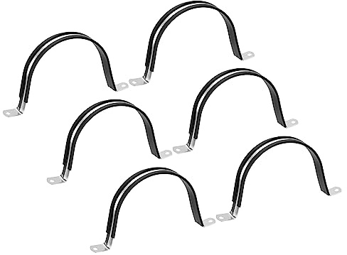 sourcing map 6 Stück 114 mm (4-31/64 Zoll) Kabelschelle, Gummi-Rohrband, Gummi gepolsterte 304 Edelstahl-Schlauchschelle, U-Form, Metallklemme, Rohrhalter für Rohrleitungen