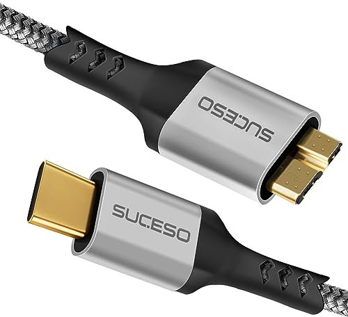 SUCESO Cavo USB C a Micro-B 3.0 Cavo Tipo C a Micro USB 3.0 Cavo Hard Disk Type-C a Micro B Superspeed Compatibile con Disco Rigido Esterno, Toshiba Canvio, Seagate,WD, Samsung S5,Note 3 e altro-0.5M
