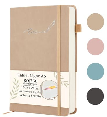 Soul Projekt Greige inbunden anteckningsbok A5 fodrad, 360 sidor, julklappar för julstrumpor, Bullet Journal anteckningsblock, University Study Essentials, Revision Anteckningsblock, Elastisk