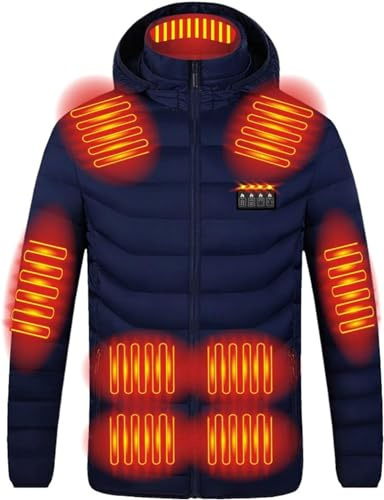19 Zonas Chaqueta Calefactable Hombre Mujer, Abrigo Calefactable Eléctrico USB 3 Temperaturas Ajustables, Lavable Ropa de Plumón Calefactor de Invierno para Pesca, Caza y Esquí