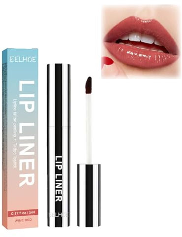 Orgrul 5 ml (Wine Red) Waterproof Removable Lip Liner, Peel Off Lip Liner, Plump Lip Lines, Lip Liner Show, Removable Lipstick, Long-Lasting Lip Liner Gift for Women