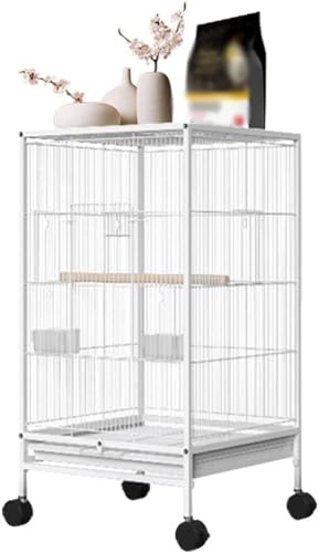 JOLUCE Original Bird Cage Bird Cage with Stand for Lovebirds Home Ornamental Parrot Cage, Large Bird Villa with Various Accessories, Black Birdcage with Pulleys, Easy to Install