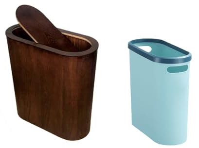 SAFWEL Ideal Papelera Útiles contenedores de basura for lavandería, habitaciones de niños, dormitorios, baños, dormitorio, papelera, cesto de basura de perfil delgado Tidy Papelera (Color : Brown B)